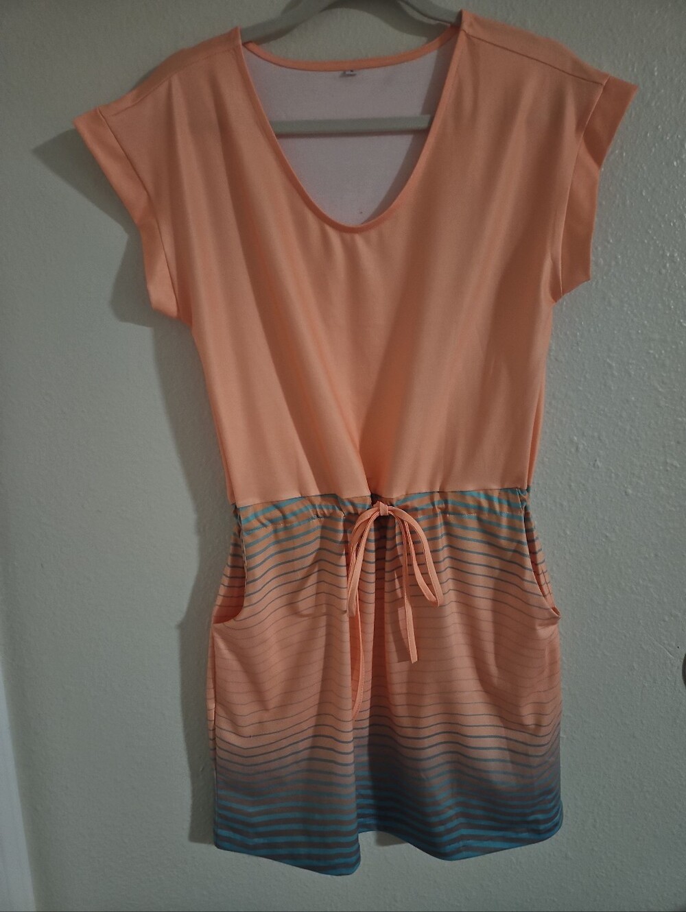 ETCYY NEW Cap Sleeve Ombre Stripe Mini T-Shirt Dress - Size S